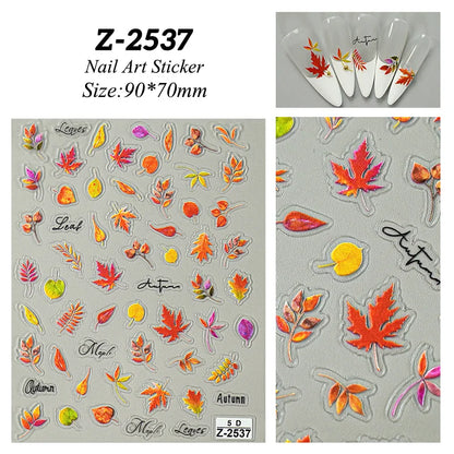 1 Sheet Embossed Snowflakes 5D Nail Stickers Decal Winter Christmas Nail Art Decoration Manicure Butterfly Nail Stickers Design