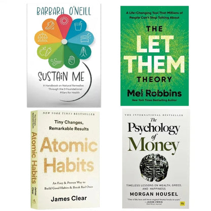 4 Best Books The Let Them Theory/Sustain Me/Money Psychology/Atomic Habits/Self management Enhancement Books