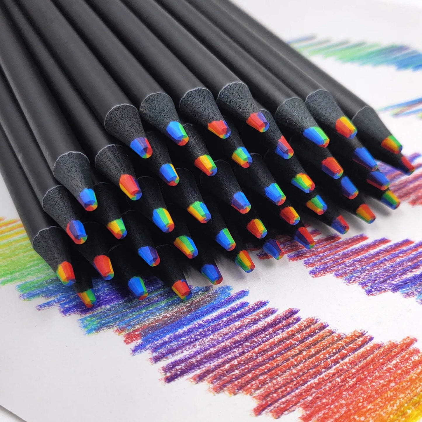 10 Pieces Colorful Wooden Pencils, 7 in 1 Rainbow Colors. Good for Sketching, Doodling, Drawing