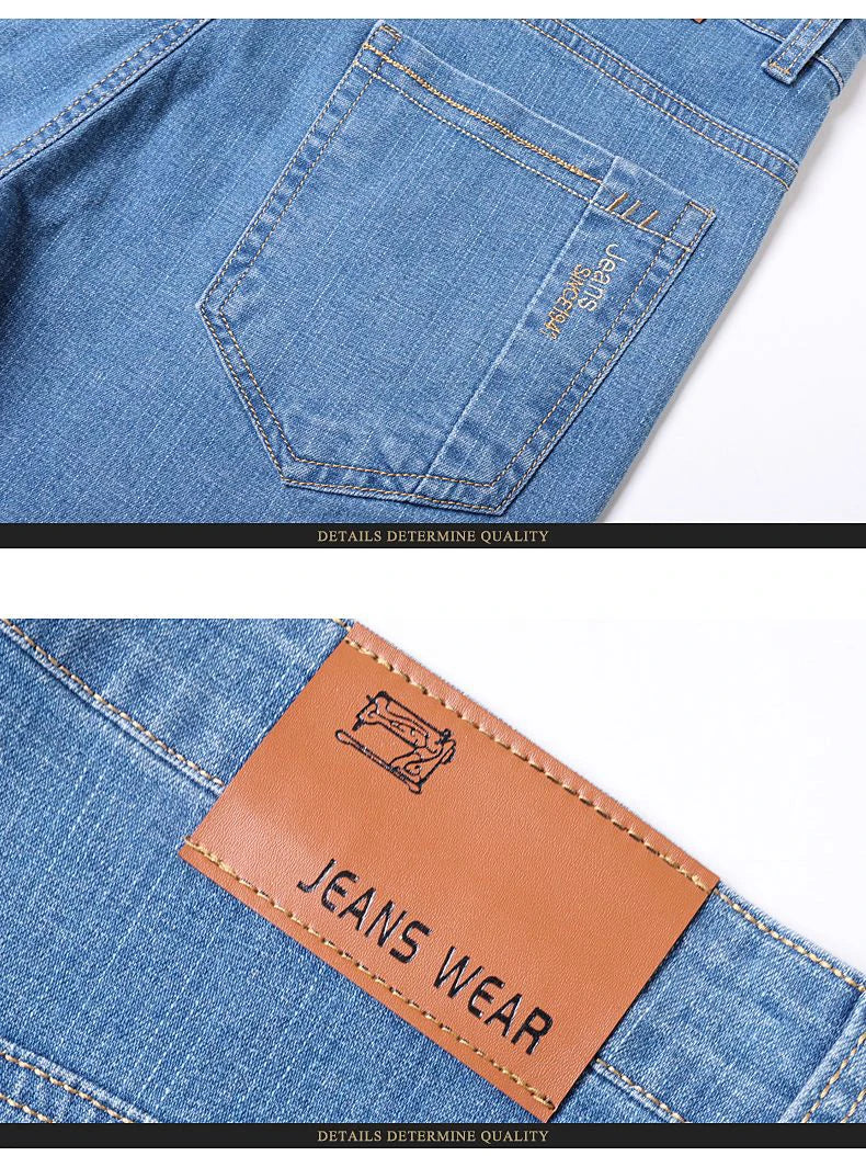 2025 Four Seasons New Men's Denim Business Pants High Quality Good Fabric Comfortable Slimming Straight leg Jeans Light Blue