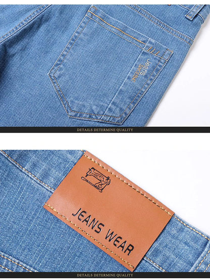 2025 Four Seasons New Men's Denim Business Pants High Quality Good Fabric Comfortable Slimming Straight leg Jeans Light Blue