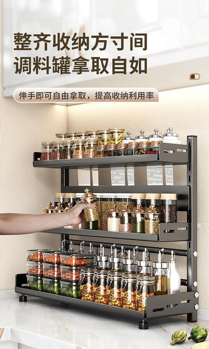 Kitchen seasoning rack, countertop knife holder, multi-functional seasoning, kitchen utensils, multi-layer storage rack