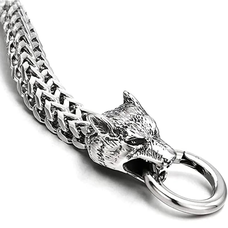 European and American Hip-hop Rock Fashion Personality Trendy Accessories for MEN'S Stainless Steel Wolf Head Bracelet