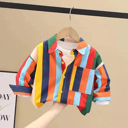 Kids Shirt Clothes Spring Thin Blouses Clothing Infant Boy Striped Cotton Tops 1 2 3 4 Years Kids Long Sleeves Shirt
