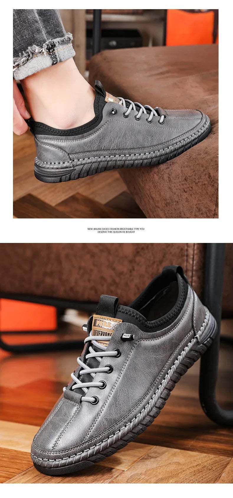 Shoes for Men Leather Casual Handmade Shoes Outdoor Hiking Sneakers Men Breathable Lace Up Sport Mens Shoes Zapatos De Hombre