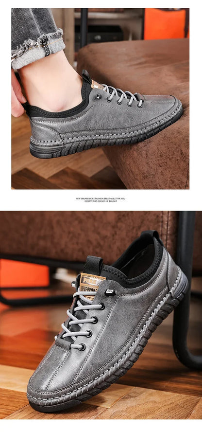 Shoes for Men Leather Casual Handmade Shoes Outdoor Hiking Sneakers Men Breathable Lace Up Sport Mens Shoes Zapatos De Hombre