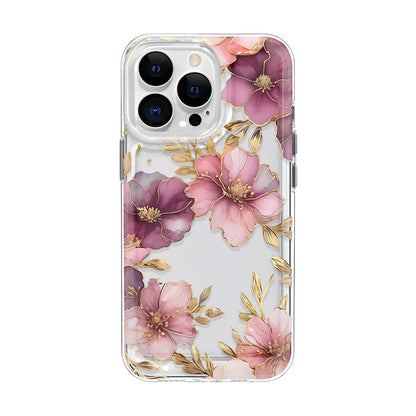 Transparent Cover Phone Case For iPhone 16 15 Pro Max 14 13 12 11 XS X XR 7 8 Plus SE2 Feshon Flowers Pattern