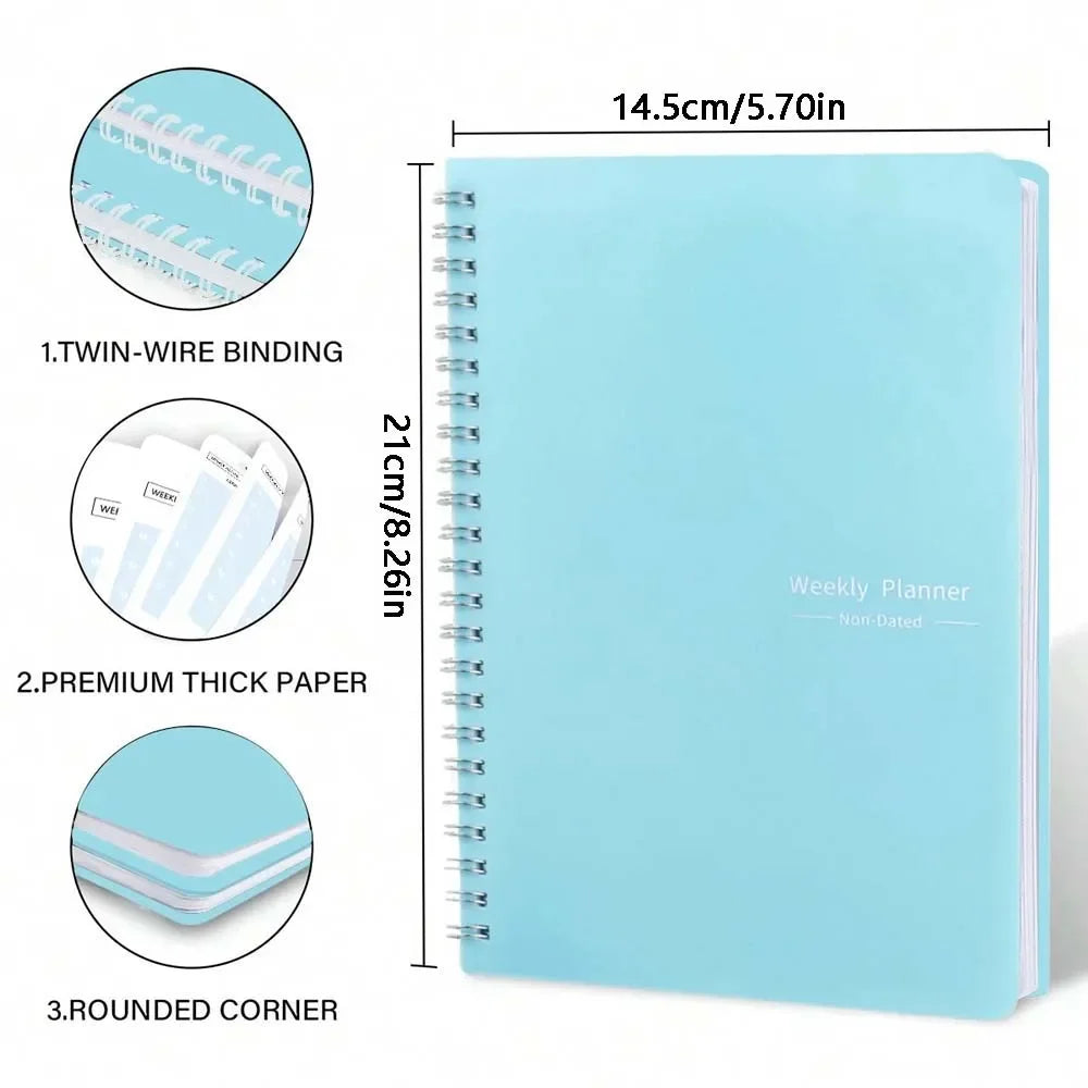 A5 Weekly Planner Coil Daily Planner Simple Stylish Portable Notebook for Study School Office Note-taking Budget Monthly Planner