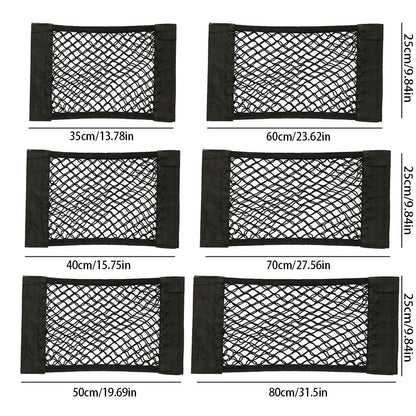 Car Rear Seat Storage Organizer Mesh Adjustable Elastic Straps Anti-Slip Net for SUV Sedan Vehicle Interior Organization Tools