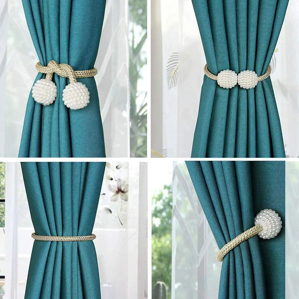 2/4PCS Pearl Magnetic Curtain Clip Curtain Holders Tie Back Buckle Clips Hanging Ball Buckle Tie Back Curtain Decor Accessories