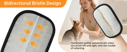 Reusable Double-Sided Pet Hair Removal Glove Anti-Static Grooming Tool for Cats Dogs Soft Brush Mitt for Furniture Carpet Cloth