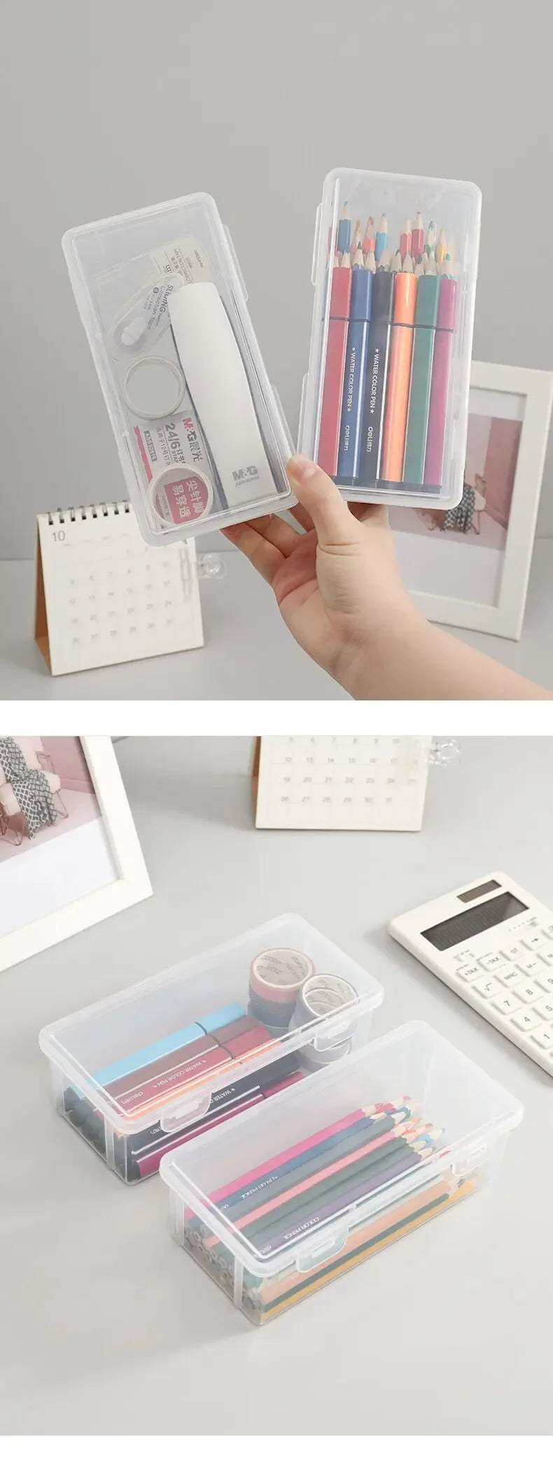 1PC Transparent Pencil Case Sketch Plastic Pencil Case Storage Case Art Student Pencil Case Large Capacity Toolbox