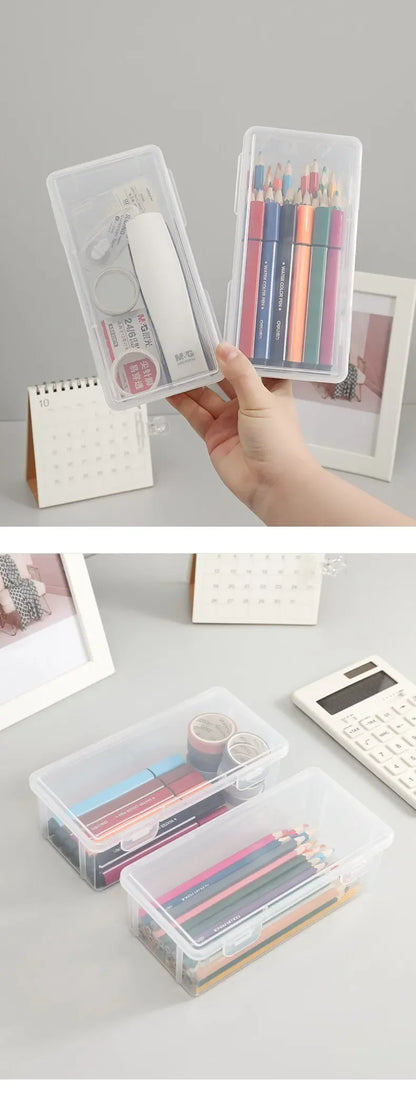 1PC Transparent Pencil Case Sketch Plastic Pencil Case Storage Case Art Student Pencil Case Large Capacity Toolbox