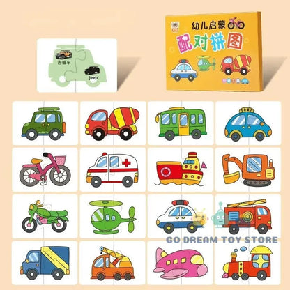 32 Pcs Enlightenment Card Matching Puzzle Early Education Cartoon Pattern Cognitive Boys and Girls Toys