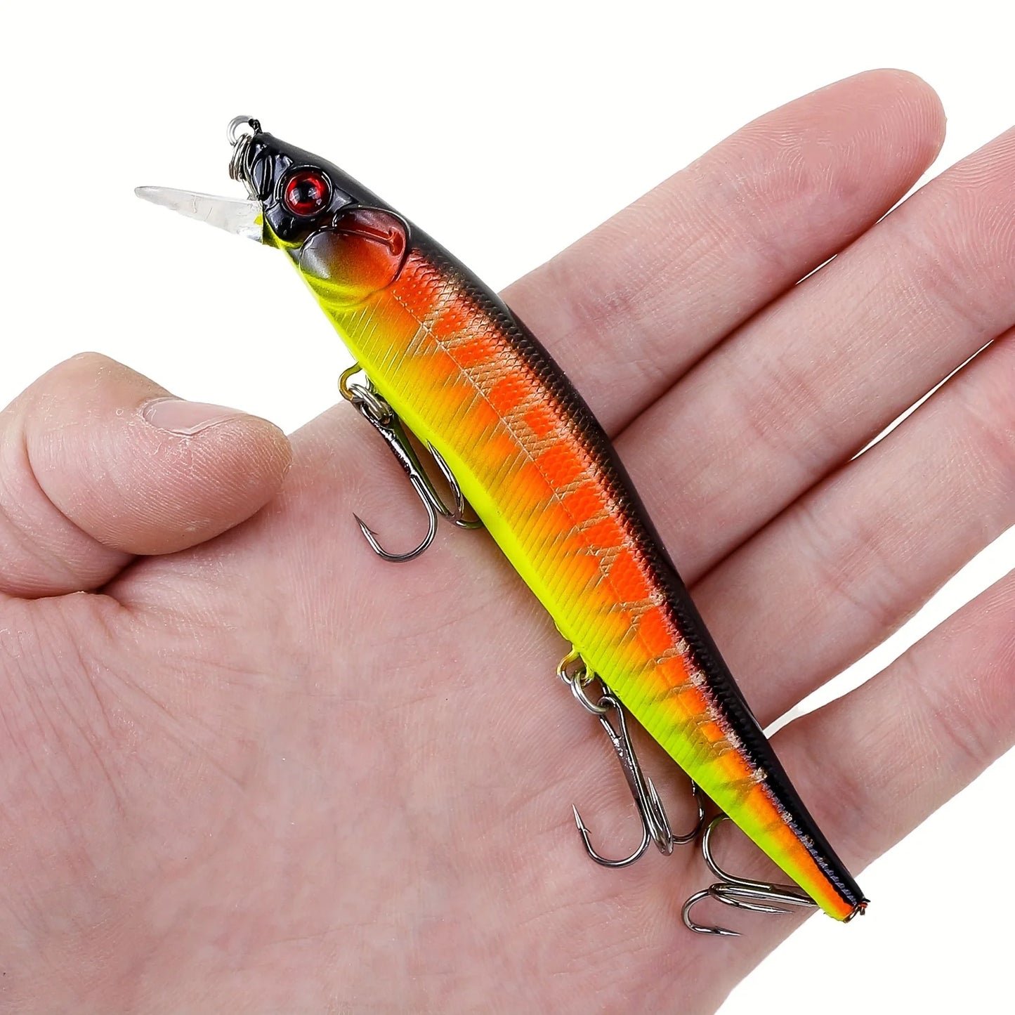 1pc 4.52inch/0.49oz Plastic Simulation Lure, Minnow Hard Bait With 3 Treble Hooks, Artificial Bait For Pike Carp