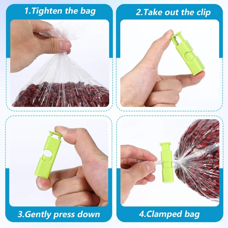Reusable Food Bag Clips (4-Pack) for Sealing Snacks, Chips & Dry Goods to Lock in Freshness