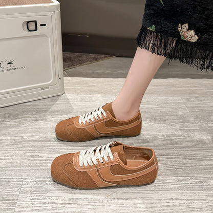 Shoes for Women 2025 Spring Autumn New Genuine Leather Ladies Moral Training Vulcanized shoes Retro Casual Flat Women's Sneakers