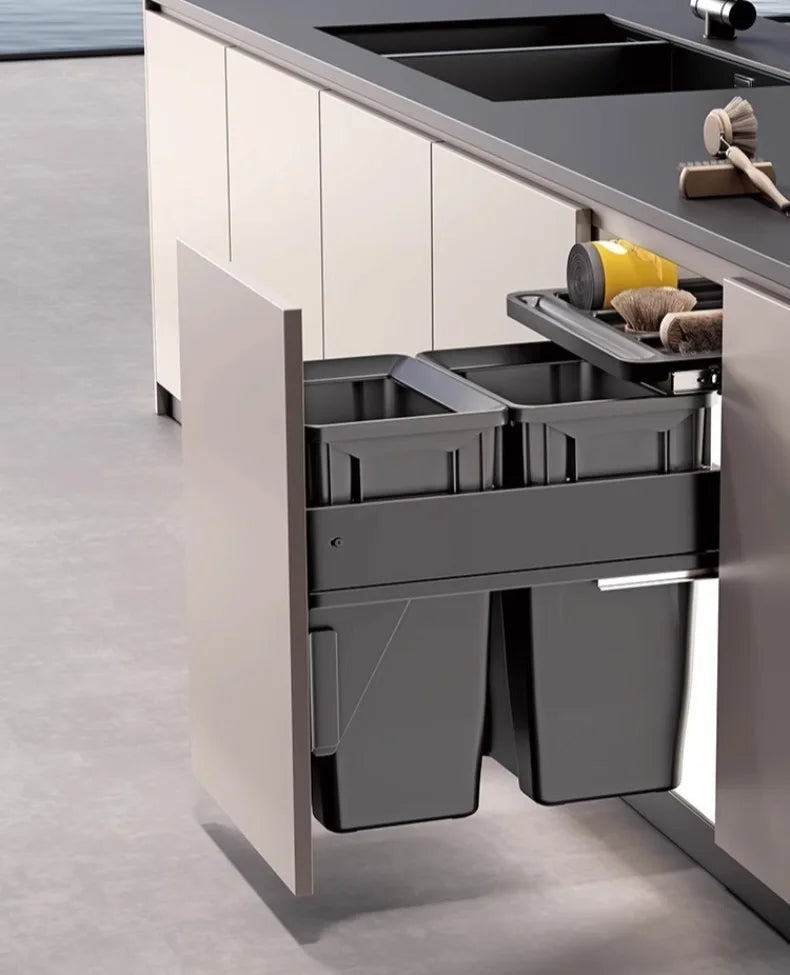 Kitchen Cabinet Embedded Trash Can Large Capacity Hidden Trash Can Classified Garbage Bin with Lid Kitchens Food Waste Disposal