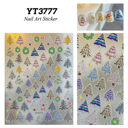 1 Sheet Embossed Snowflakes 5D Nail Stickers Decal Winter Christmas Nail Art Decoration Manicure Butterfly Nail Stickers Design
