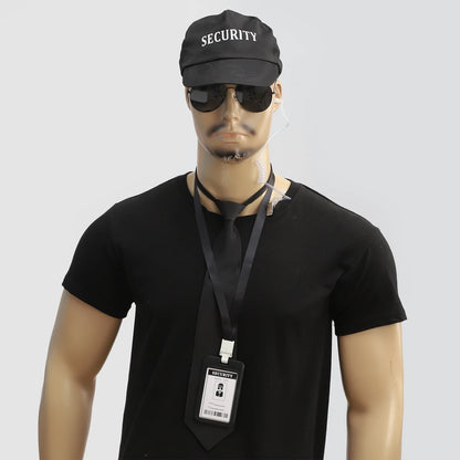 Agent Accessories Set Tie Earplugs Work Brand Glasses Hat Secret Security Service Costume for Teens Adults Cosplay Game Party