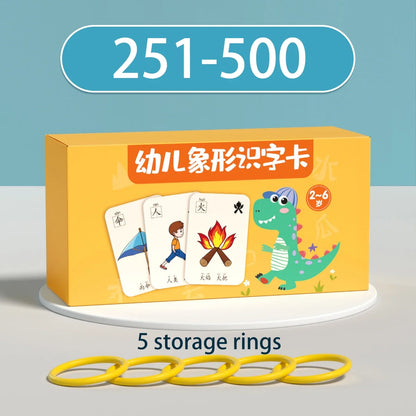 Characters Picture Enlightenment Double Literacy Card Children's Kindergarten Chinese Pinyin Card Hanzi Learning Age