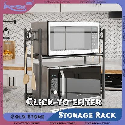 Kitchen Storage Rack Microwave Shelf Condiment Organizer Shelf Multi-Layer Simple Countertop Tidying Shelves Kitchen Accessories