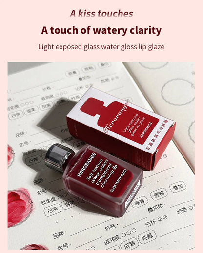 HERORANGE Light Glass-Like Lip Lacquer - Mirror Shine, Hydrating Formula; Smudge-Proof, Long-Wear, and Skin-Brightening