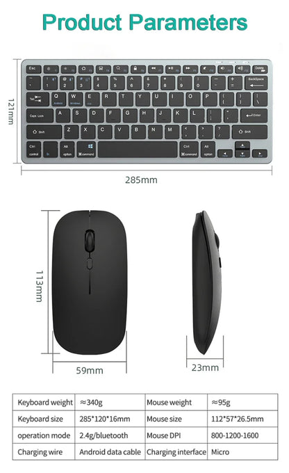 Bluetooth 5.0 &2.4G Wireless Keyboard and Mouse Combo Mini Multimedia Keyboard Mouse for Computer Laptop PC iPad Macbook Android