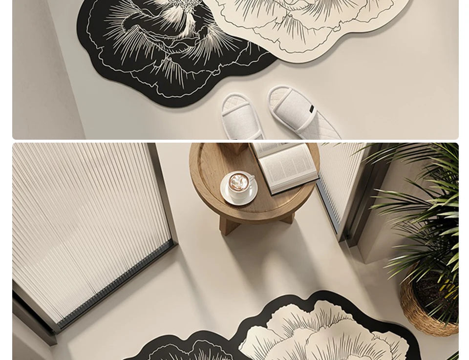 Bathroom Floor Mat Water-absorbing Non-slip Dirt-resistant Carpet Flower Diatom Mud Special-shaped Rug Door Home Decoration Mats