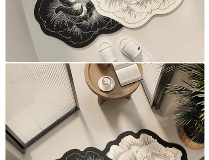 Bathroom Floor Mat Water-absorbing Non-slip Dirt-resistant Carpet Flower Diatom Mud Special-shaped Rug Door Home Decoration Mats