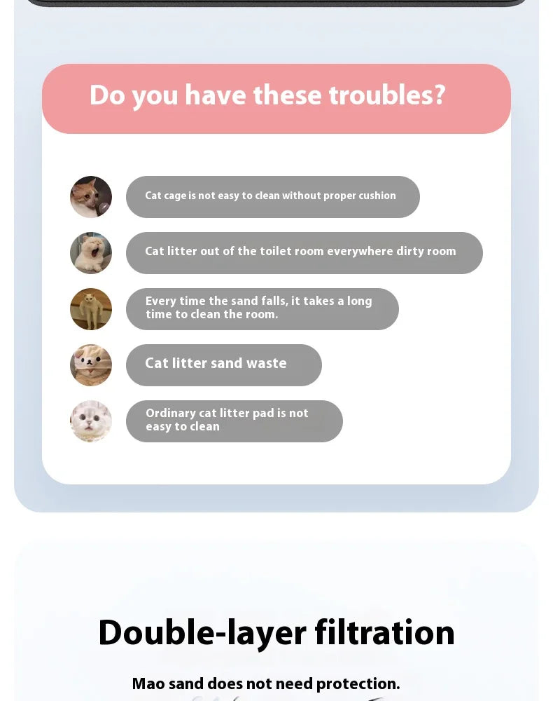 Large Waterproof Double Layer Cat Litter Mat Non-Slip Washable Pet Litter Box Mat Durable Sand Trapper Easy Clean Cat Toilet Mat