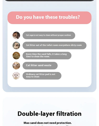 Large Waterproof Double Layer Cat Litter Mat Non-Slip Washable Pet Litter Box Mat Durable Sand Trapper Easy Clean Cat Toilet Mat
