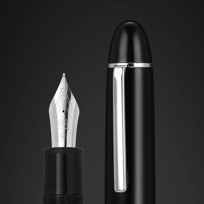 JinHao X159 Acrylic Black Fountain Pen Metal Clip Extended Fine Nib F 0.5mm for business office and school stationery gifts