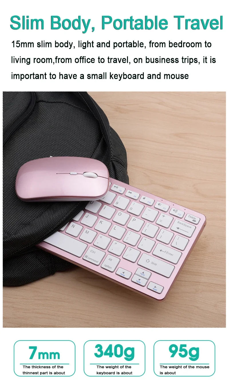 Bluetooth 5.0 &2.4G Wireless Keyboard and Mouse Combo Mini Multimedia Keyboard Mouse for Computer Laptop PC iPad Macbook Android