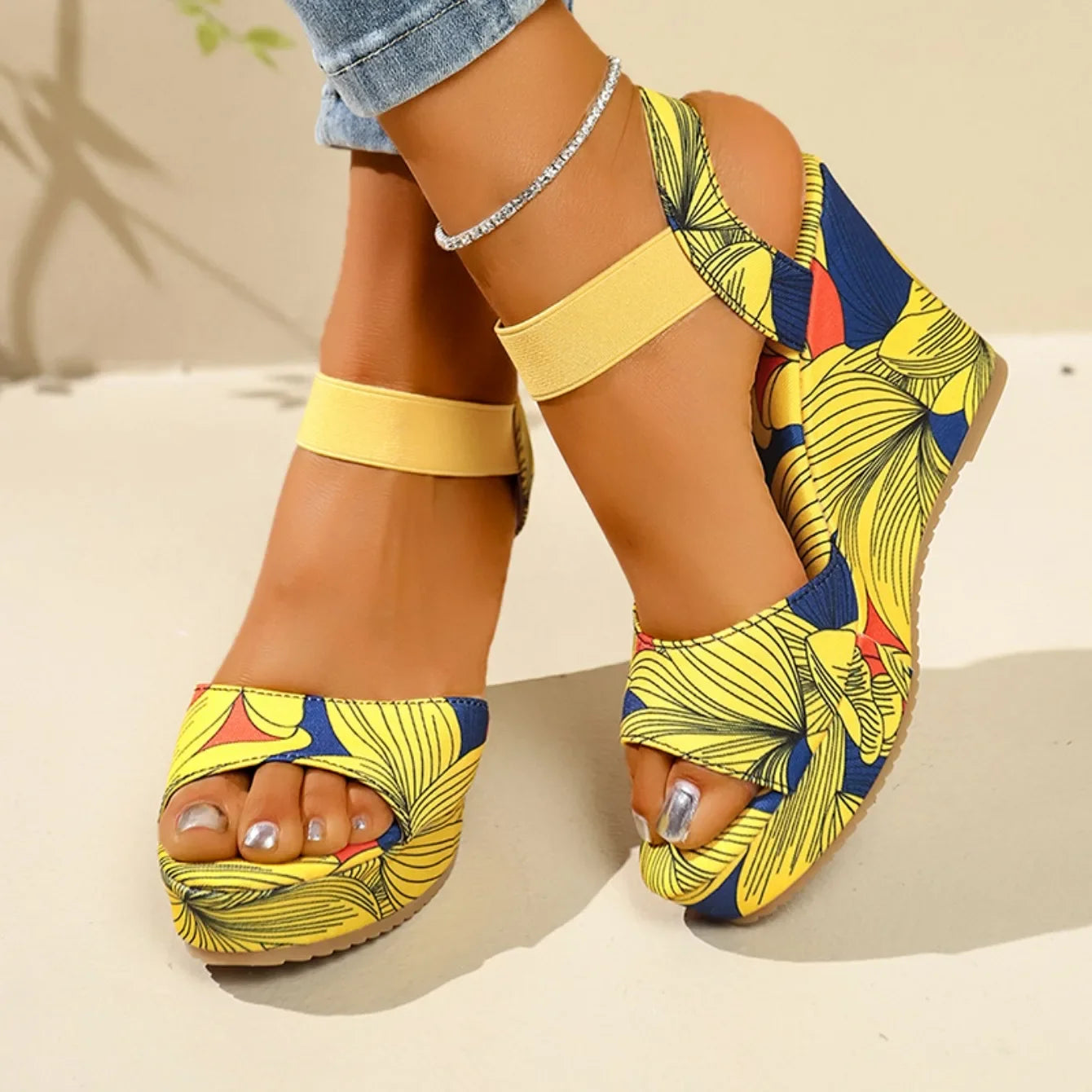 Shoes for Women 2025 New Women Wedge Sandals Retro Ethnic Printing Platform Sandals Ladies Casual Comfortable Outdoor Sandals