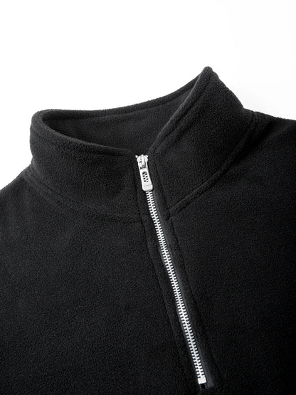 2025 Men Casual Fleece Sweatshirts Tops Men Sport Classic Stand Collar Sweatshirts Men’s Quarter Zip Hoodie Basic Pullover 3XL