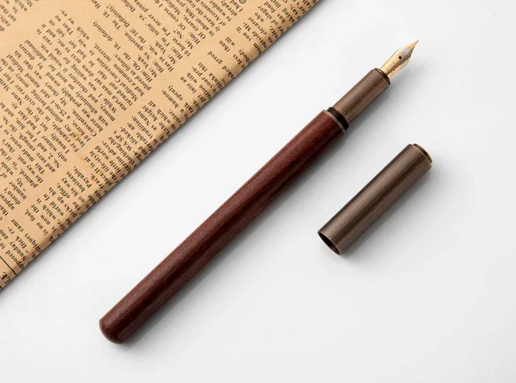 Luxury Retro Wood Bronze Fountain Pen Office Business Writing Art Calligraphy Ink Pens 0.5mm School Student Stationery Gifts