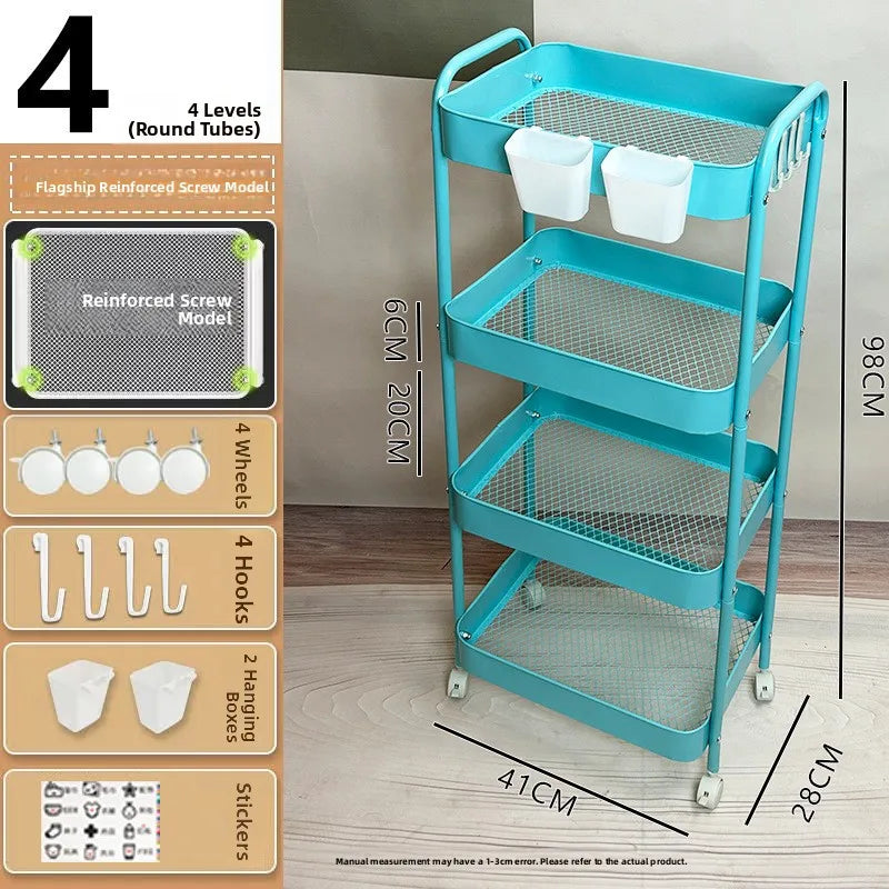 Kitchen Storage Ra Doorstep Drop off Mobile Cart Standalone Floor-Mounted Multi-Functional Organizer for Cooking Utensils