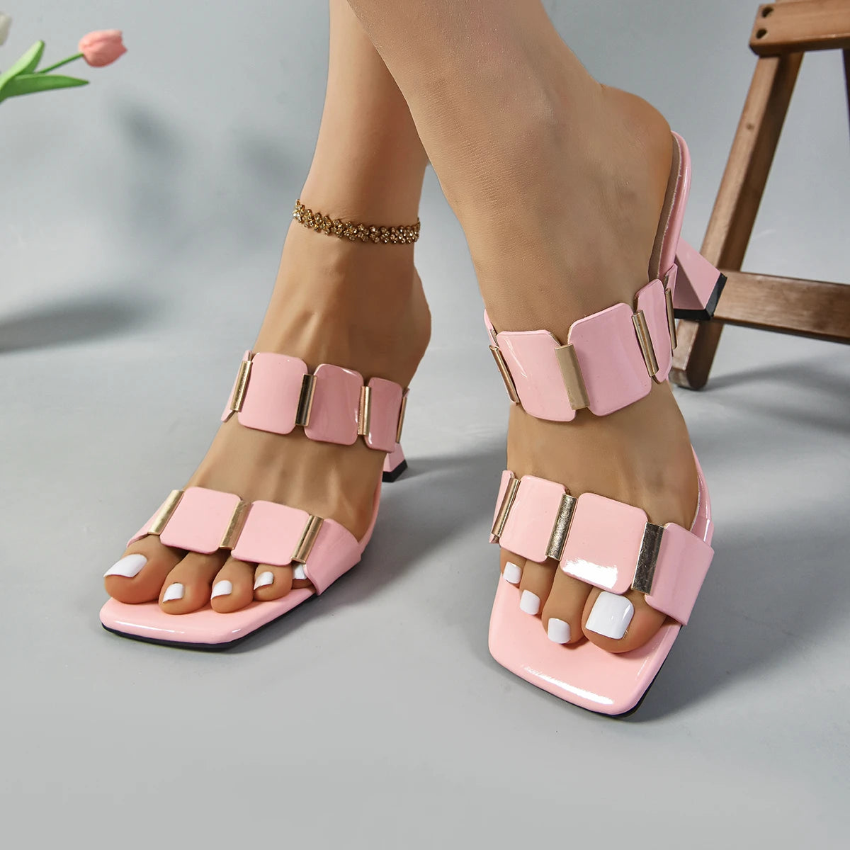 Shoes for Women 2025 Women Fashion Spring Summer High Heel Sandals Lady Sexy Comfortable Female Cute PU Sandals Women Shoes