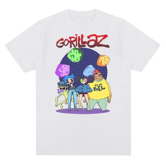 Music Band Gorillazs Punk Rock Print T Shirt - Vibe Riot Cartoon