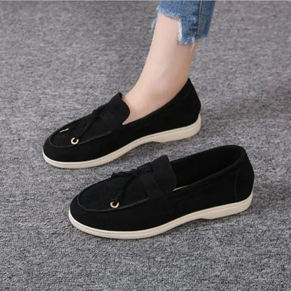 Women Shoes Brand Casual Flat Shoes Leather Cashmere Single Shoes Ladies Walking Non Slip Chaussure Femme Zapatos De Mujer