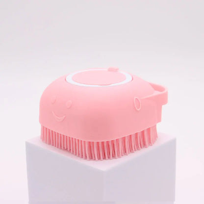 Silicone Pet Bath Brush for Puppy Dogs, 2 in 1 Pet Bath Brush Soft Silicone Pet Massage Shampoo Dispenser