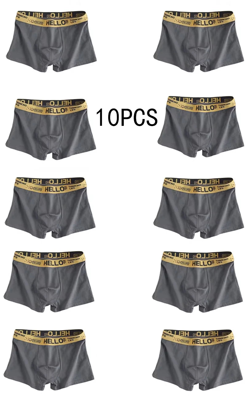 10Pcs/Men's Underwear  Underwear High Stretch Boxer Shorts Breathable Soft Men's Shorts Comfortable Size L-4XL
