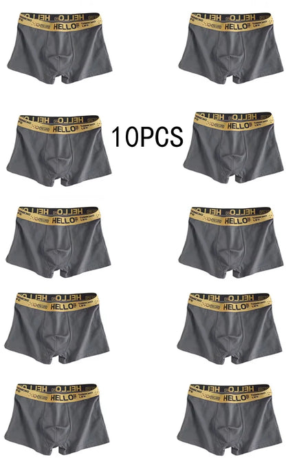 10Pcs/Men's Underwear  Underwear High Stretch Boxer Shorts Breathable Soft Men's Shorts Comfortable Size L-4XL
