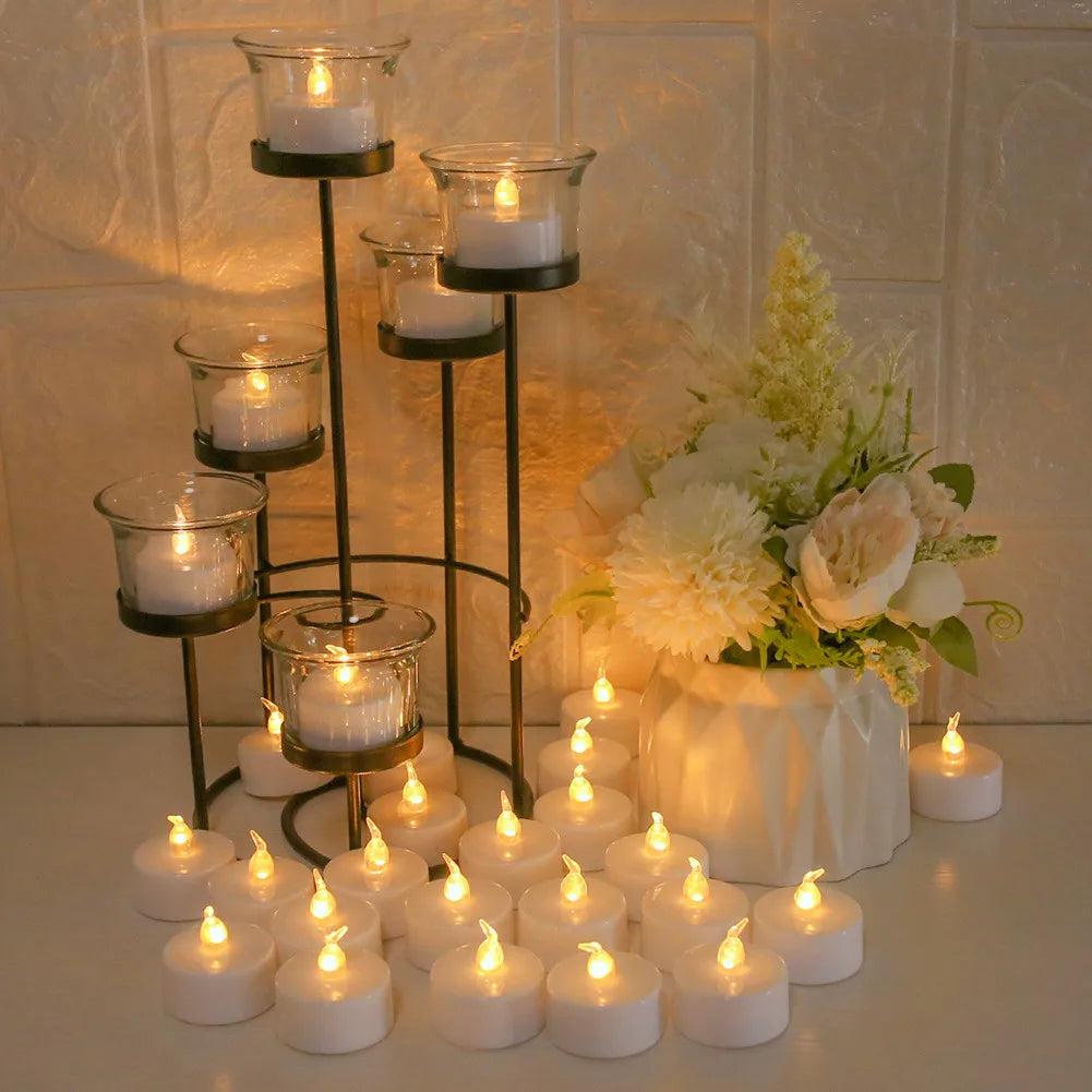 12/24Pcs Flameless LED Candle Battery Operated Flickering Candle For Home Christmas Party Wedding Decoration Tealight Candles