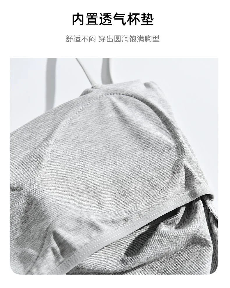 Clearance_New Summer Simple Cotton Sling Camisole Women Girls Crop Top Sleeveless Shirt Lady Bra Tops Straps Skinny Camisole Bas