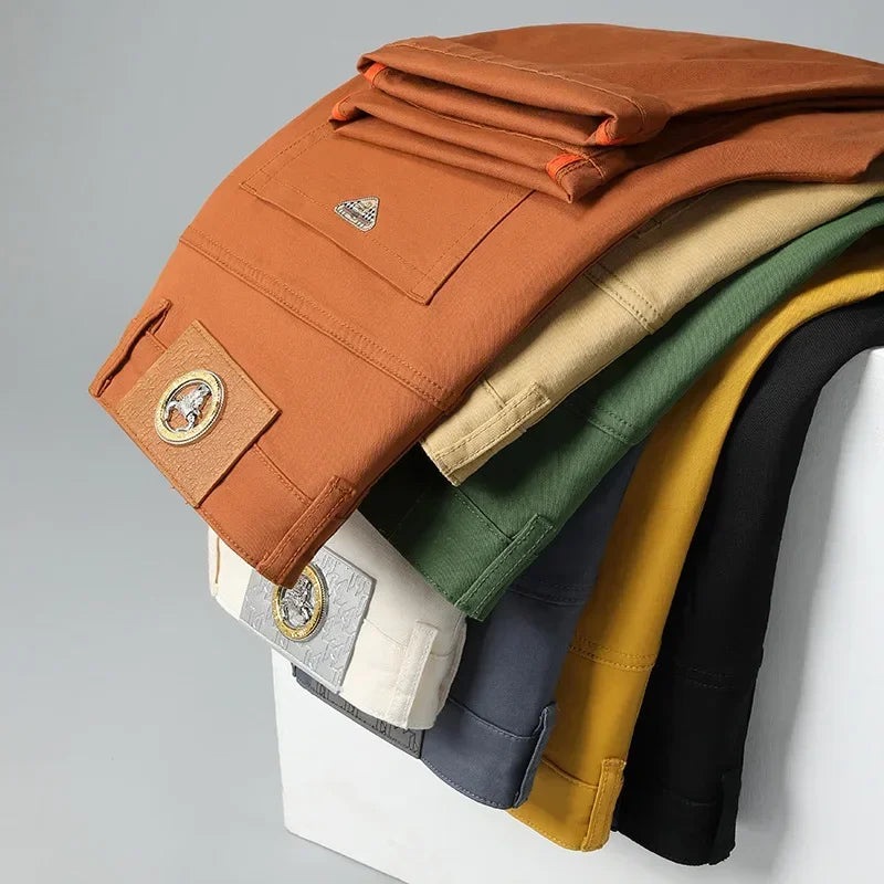 Seven-Color Stretch Jean Men's Trendy Wild Simple 97% Cotton High-End Slim-Fitting Small Straight Casual Men's Clothing Trousers