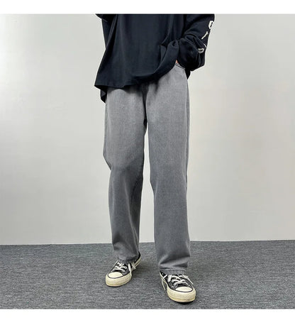 2025 New Men's Jeans | Korean Euro US Style | Straight & Wide Leg Denim Pants | Trendy Solid Color & Black Design