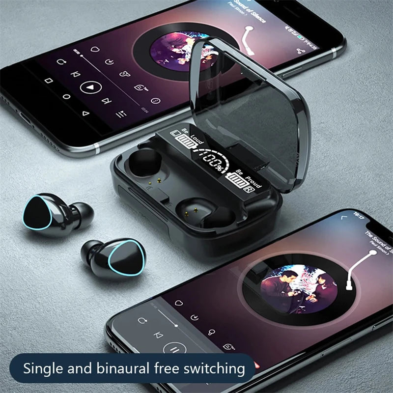 Original Wireless Bluetooth Headset Bluetooth Headphones with Mic Earbuds Charger Box LED Display Fone M10 Earphones