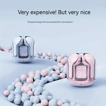 Original Wireless Bluetooth Earphone Transparent HIFI Headphones LED Power Digital Display Stereo Sound Earphones for Xiaomi